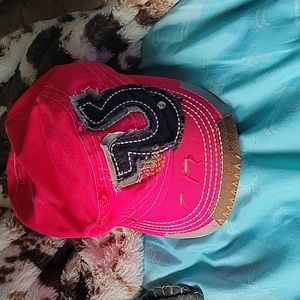 Pink horseshoe baseball cap